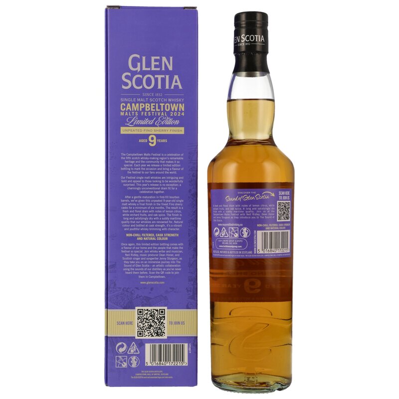 Glen Scotia 9 y.o. Unpeated Fino Sherry Finish - Campbeltown Malts Festival 2024 Glen Scotia 9 y.o. Unpeated Fino Sherry Finish - Campbeltown Malts Festival 2024